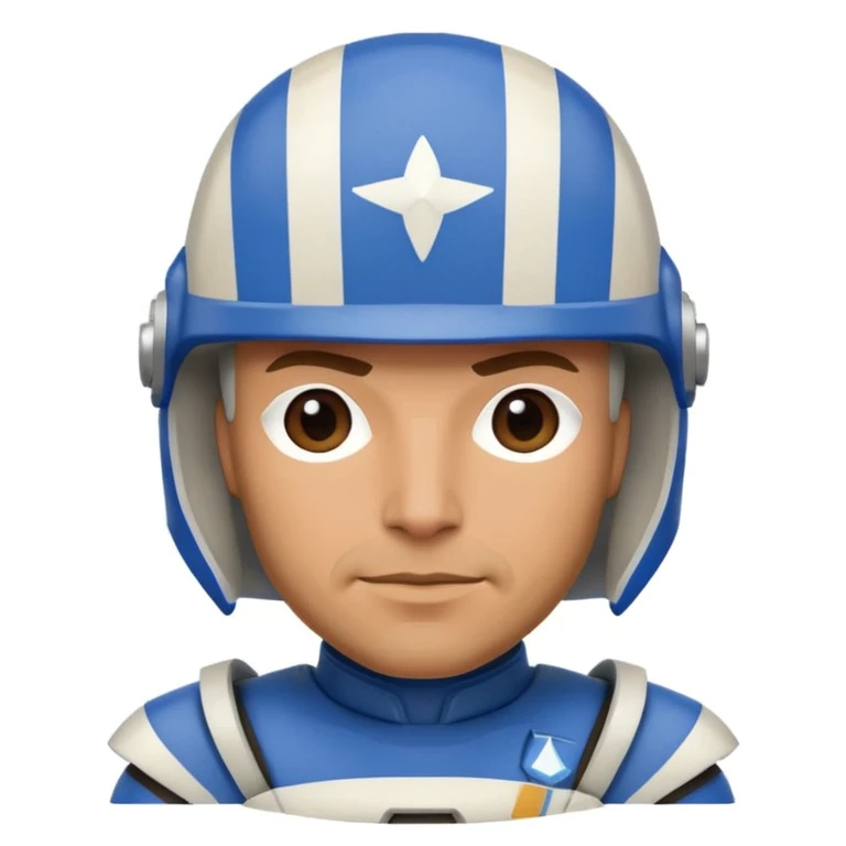 Captain Rex from Star Wars, apple emoji style, stylized helmet, blue stripes, friendly look emoji