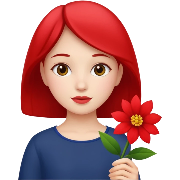 Uma menina segurando uma flor emoji