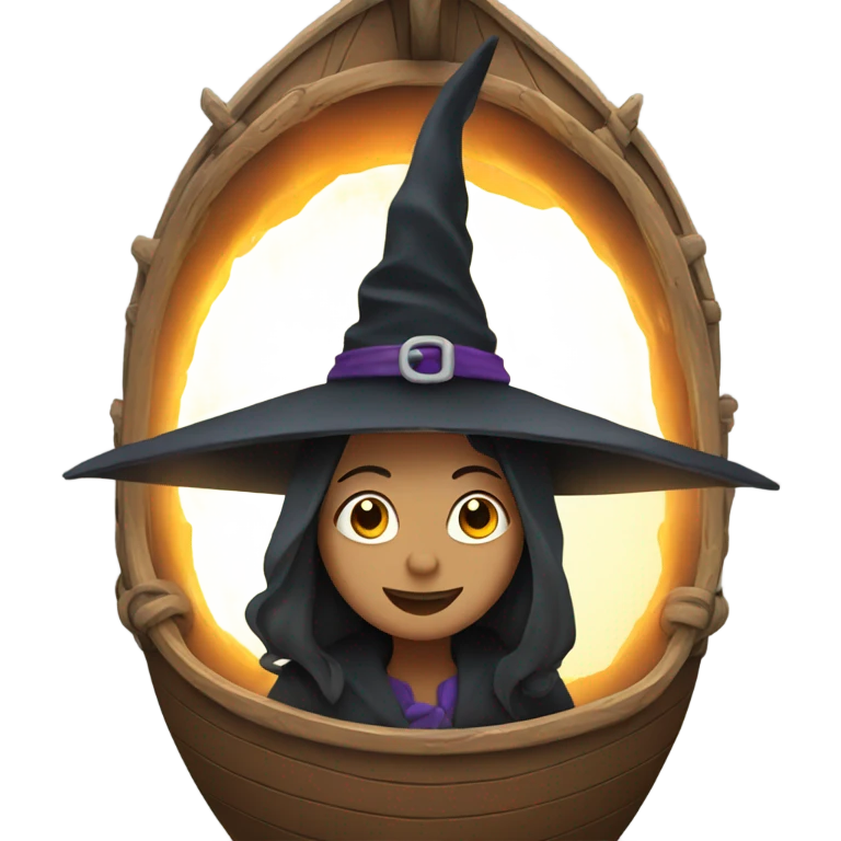 a witch inside a ship emoji