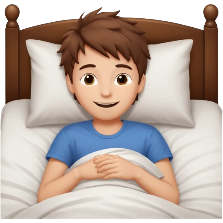 create emoji of a boywho is lying in the bed  in the morning and its time to wake up he should smile  emoji