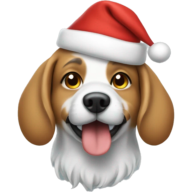 Dog wearing Santa hat emoji