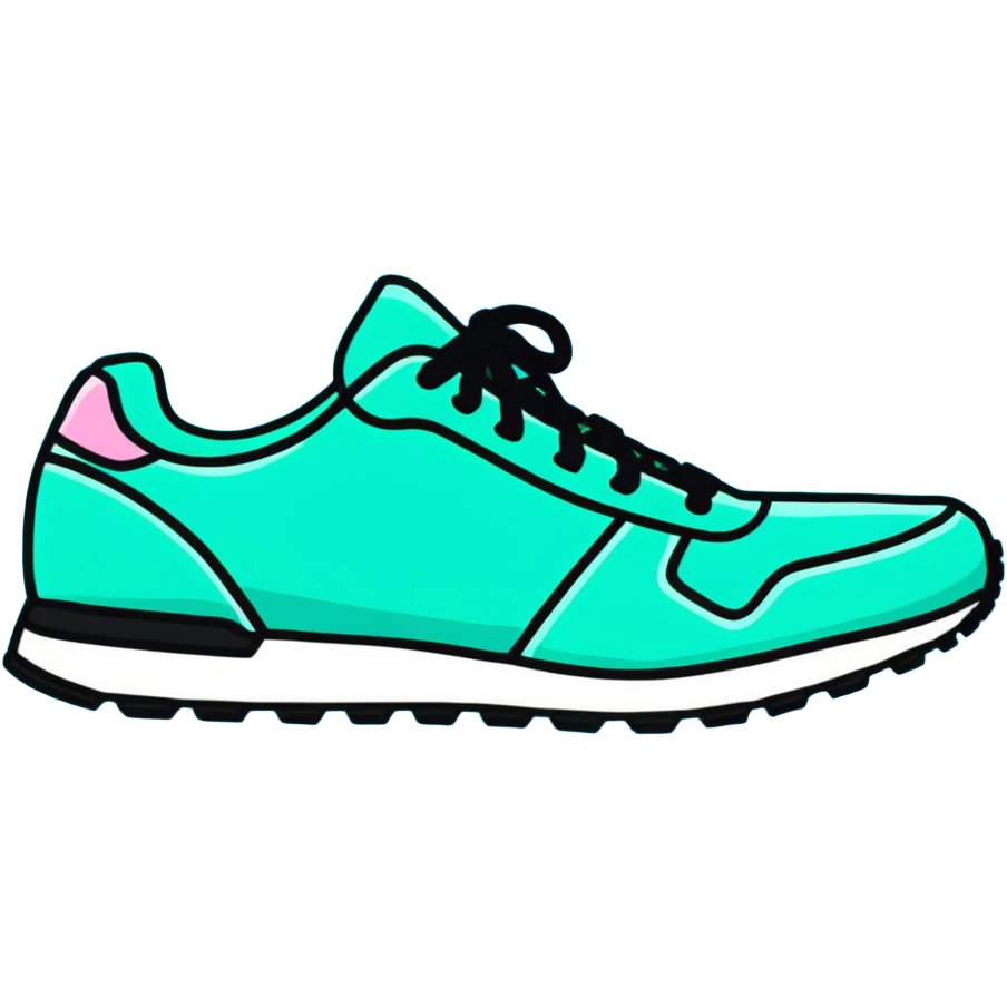 turquoise running shoes, athletic footwear, blue-green sneakers emoji