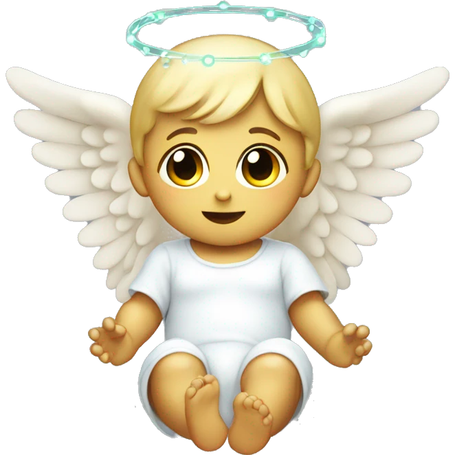 a baby angel with a halo that looks like virtual coding emoji