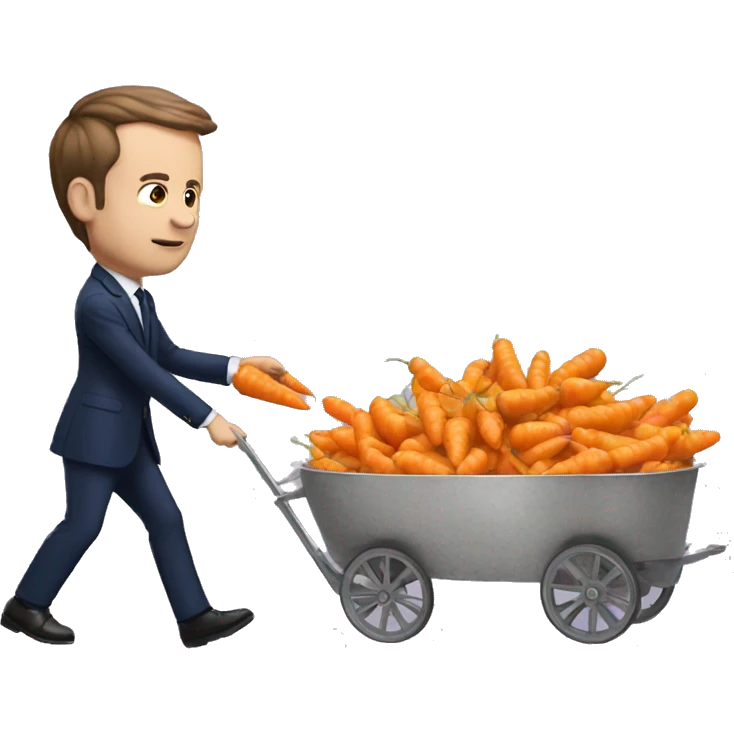 Macron entrain de caresser une carotte emoji