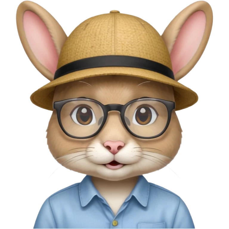 glasses rabbit with hat and shirt emoji