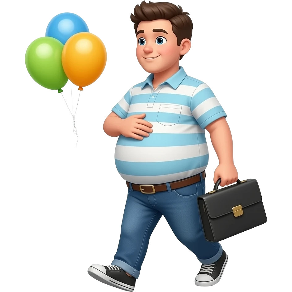 Zrób chłopak 15 latek bardzo bardzo ogromnym brzuchem jak bardzo ogromny balon i idzie do pracy i głaszcze jedną ręką swój brzuch emoji