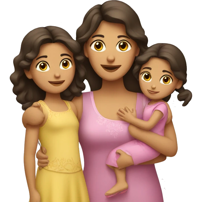 Hispanic mother with her two daughters emoji