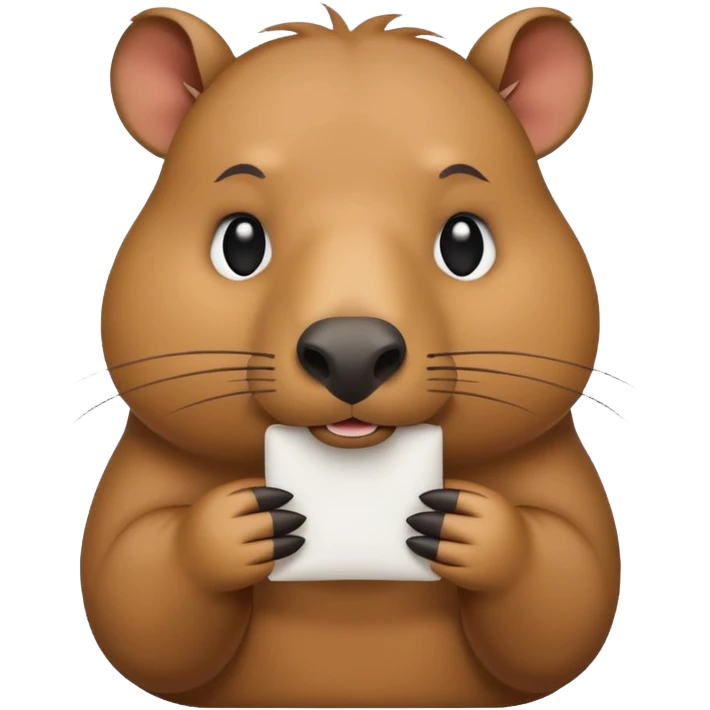 emoji of capibara chewing white paper emoji