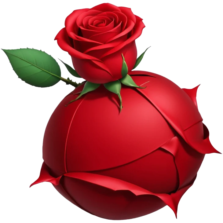 Deep red (#7A0F1E) no gradients, transparent background, high contrast, clean gothic aesthetic, designed to be readable at 128x129px a red rose wrapped around a bomb emoji