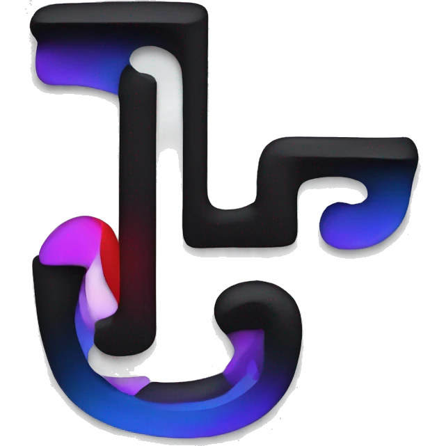 black background, white letter "L" with the shadows purple blue and red like an outline emoji