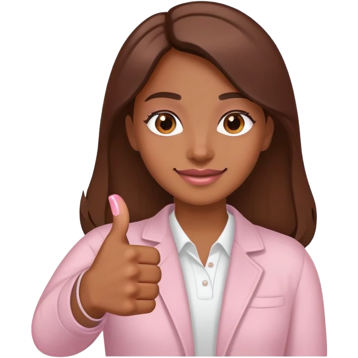 Medium brown skin hand thumbs up with light pink painted fingernail polish  emoji