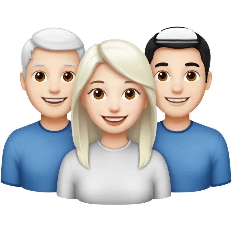 3 people, all white skin color next to each other emoji