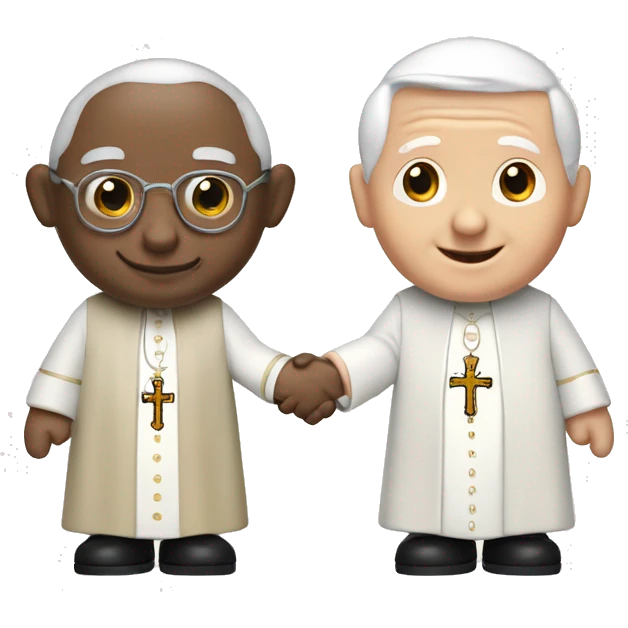 Pope John Paul holding hands with pope Benedict  emoji