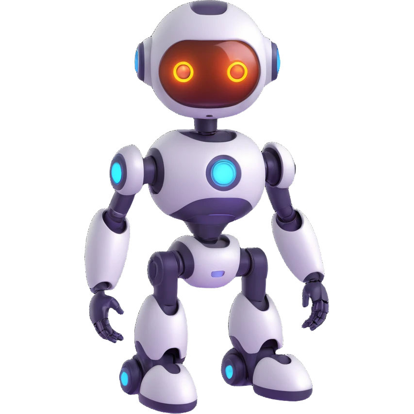 a friendly AI robot, futuristic, metallic, glowing eyes emoji