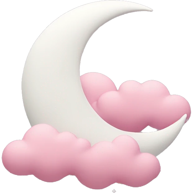 White Crescent moon and pink clouds emoji