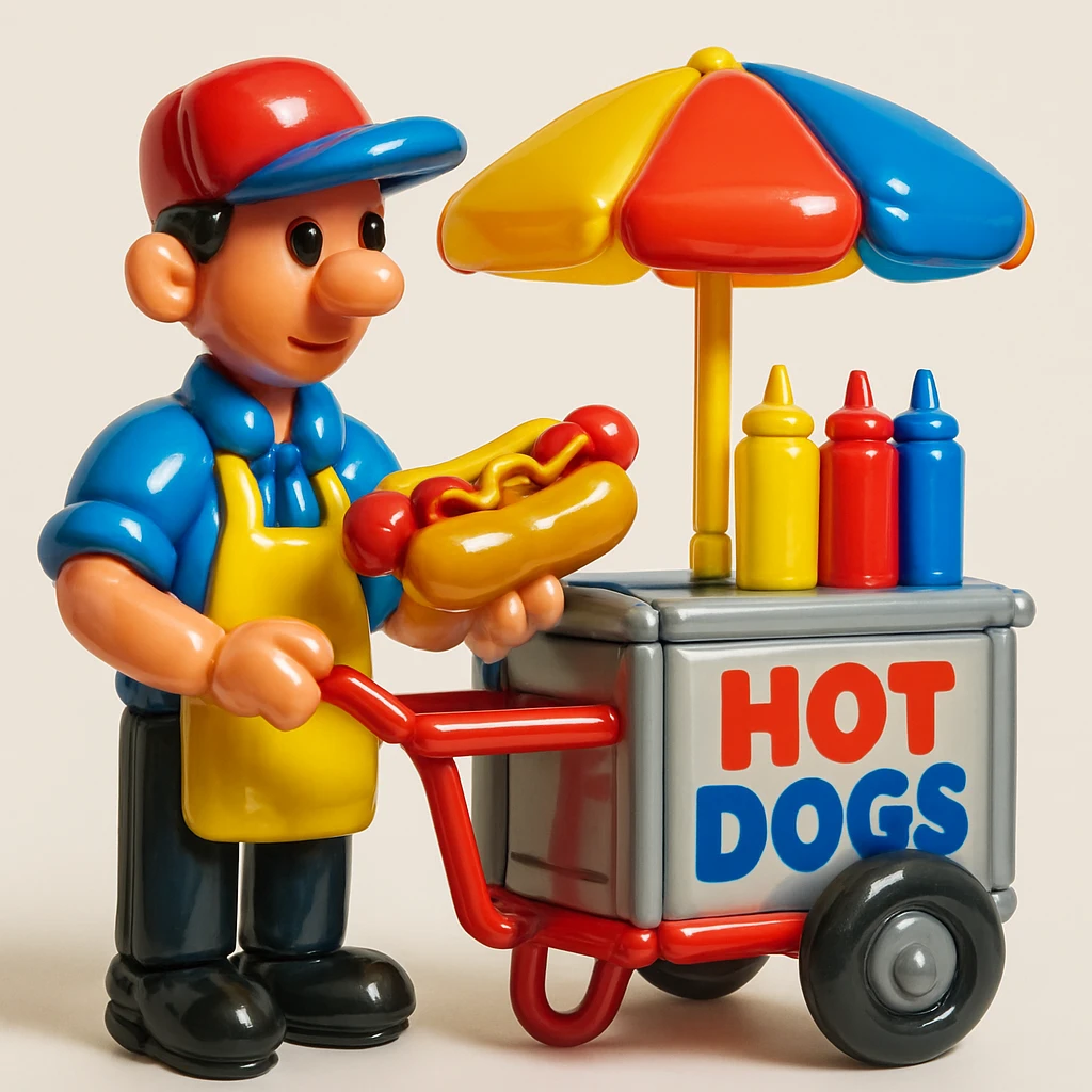 hotdog seller in New York with cart emoji