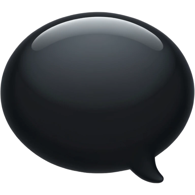 a single black message bubble, simple, minimal, no text emoji