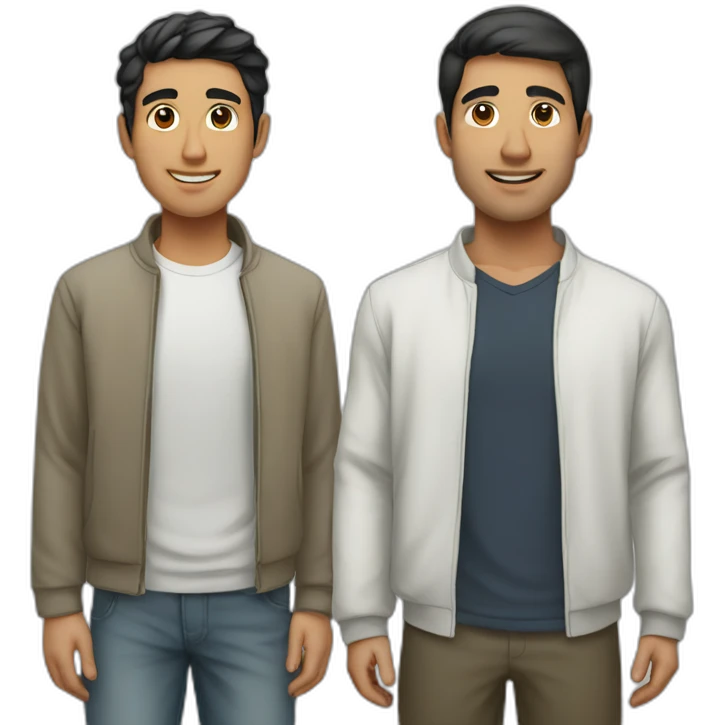 Arab asian and italian male friends standing together emoji