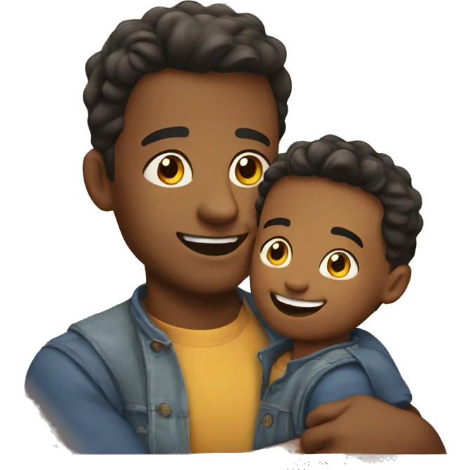 young happy father holding his son emoji