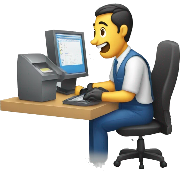 empleado trabajando con su computadora emoji