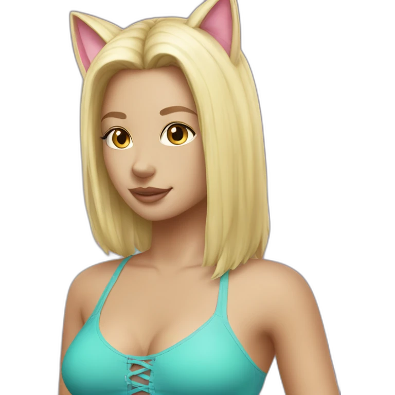 hot catgirl blonde swim suit emoji