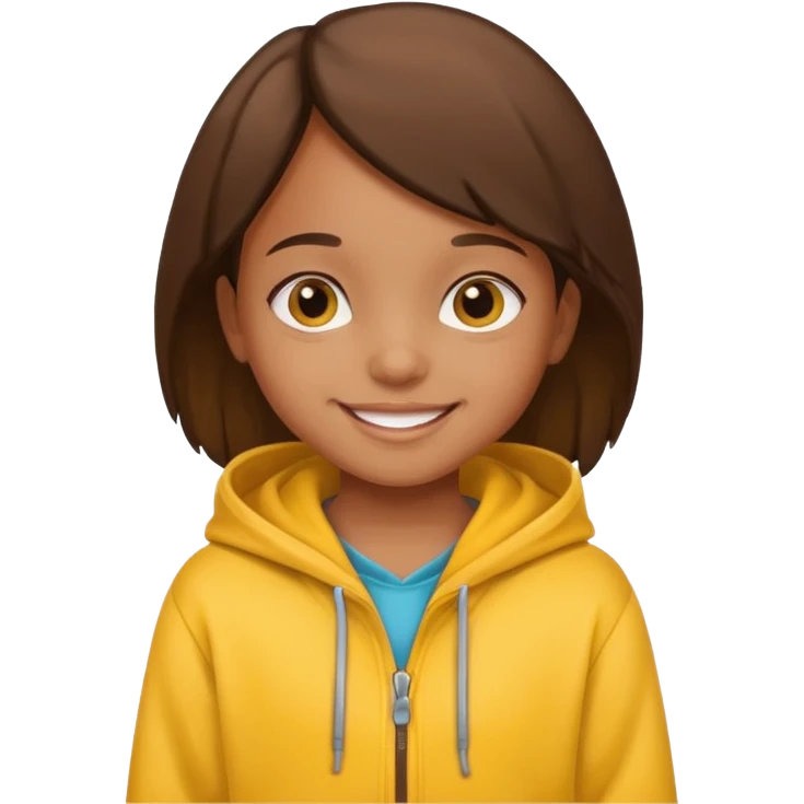 brown girl kid in yellow hoodie emoji