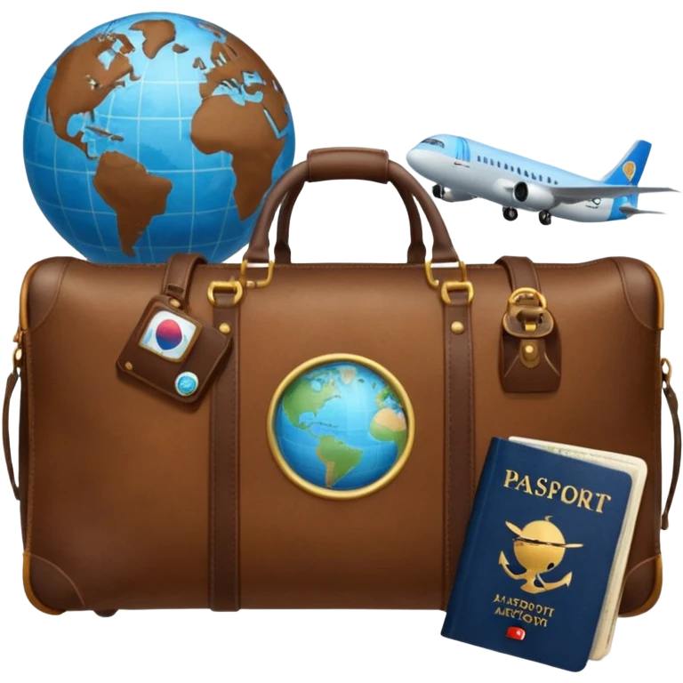 TRAVEL , travel bag , pass port, plane, glob emoji