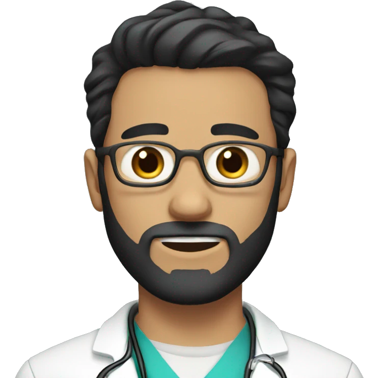 young white male doctor with full short beard, has black hair  emoji