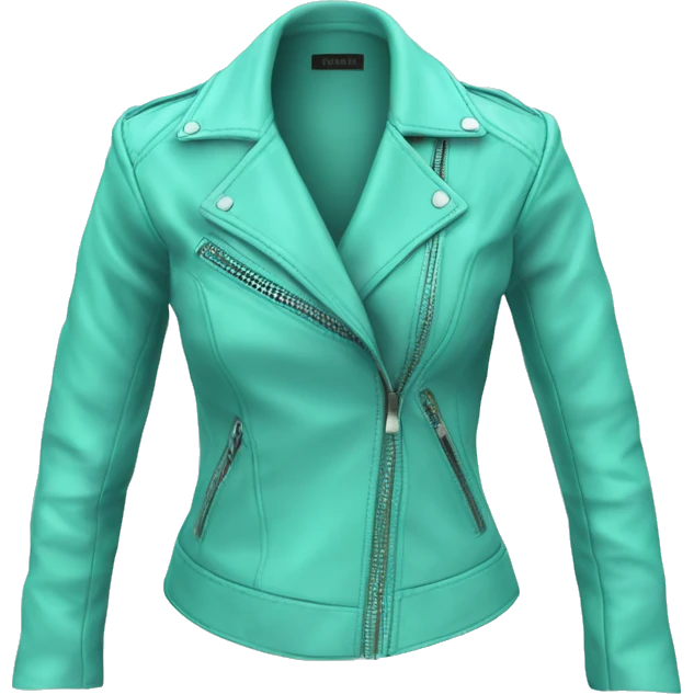 Realistic isolated side view of an open tiffany blue feminine fashion leather jacket. emoji