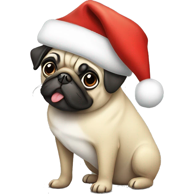 pug wearing santa hat emoji