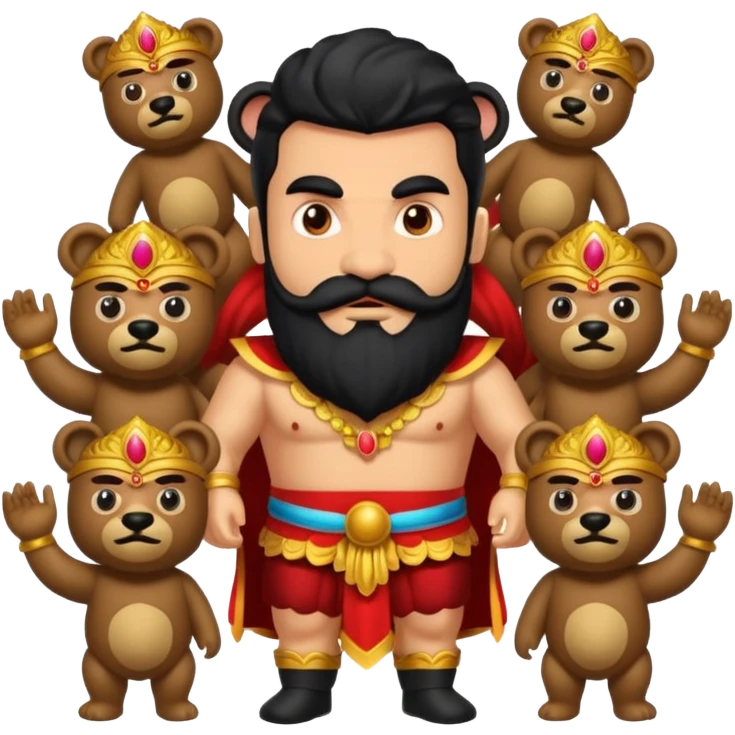 Ravana sura with bear and mustach young beautiful and terror with ten heads emoji