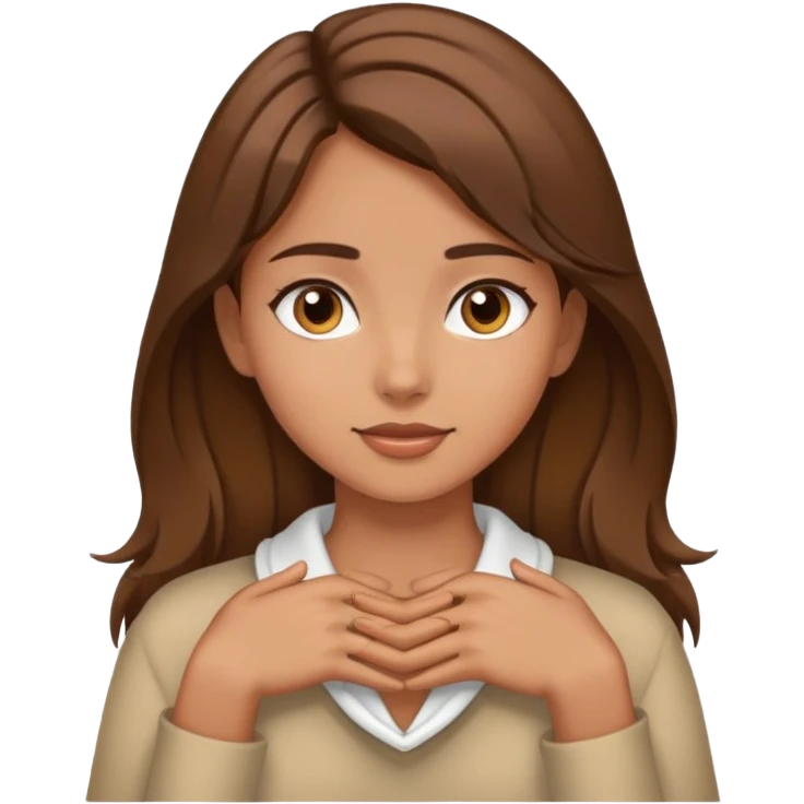 brown hair girl with hands around her neck emoji