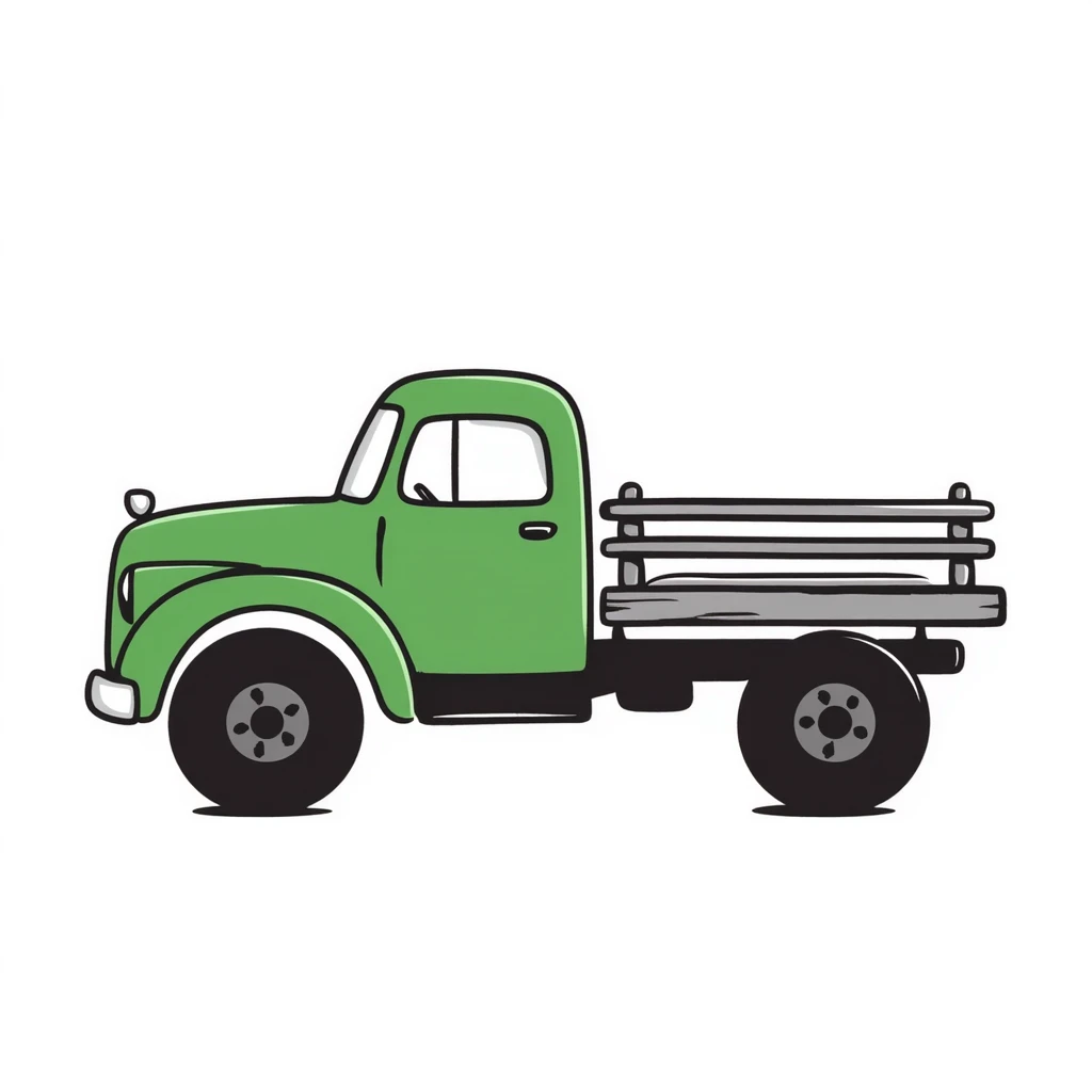 ZIL 130 Soviet truck with green cabin and flatbed, classic vintage Russian truck from 1960s emoji