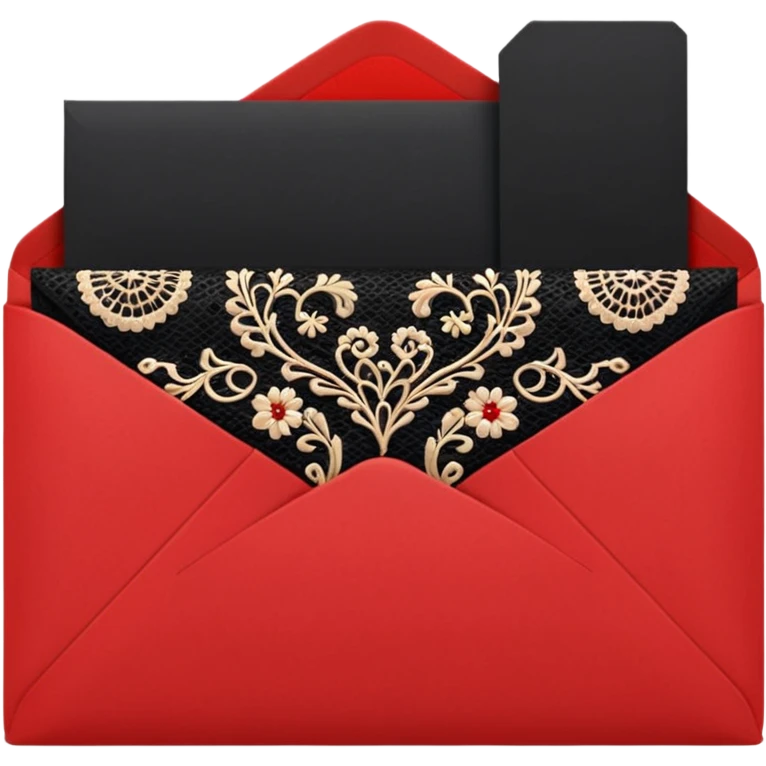a black and red aesthetic beautiful envelope with lace emoji