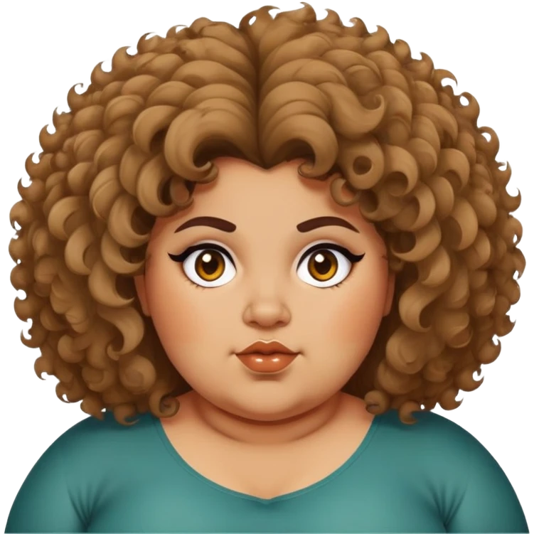 A Pakistani fat girl with big poofy curly hair that’s messy and in a choppy wolfcut  emoji