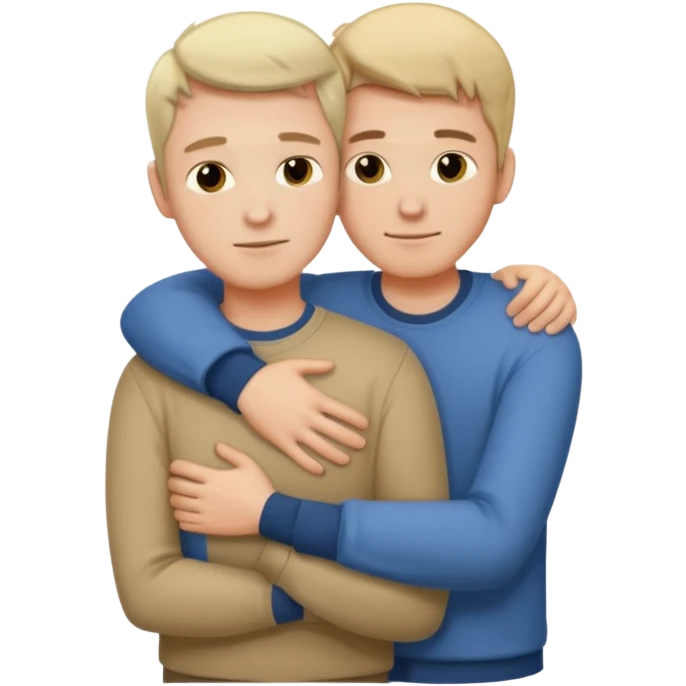 Two males hugging for comfort emoji