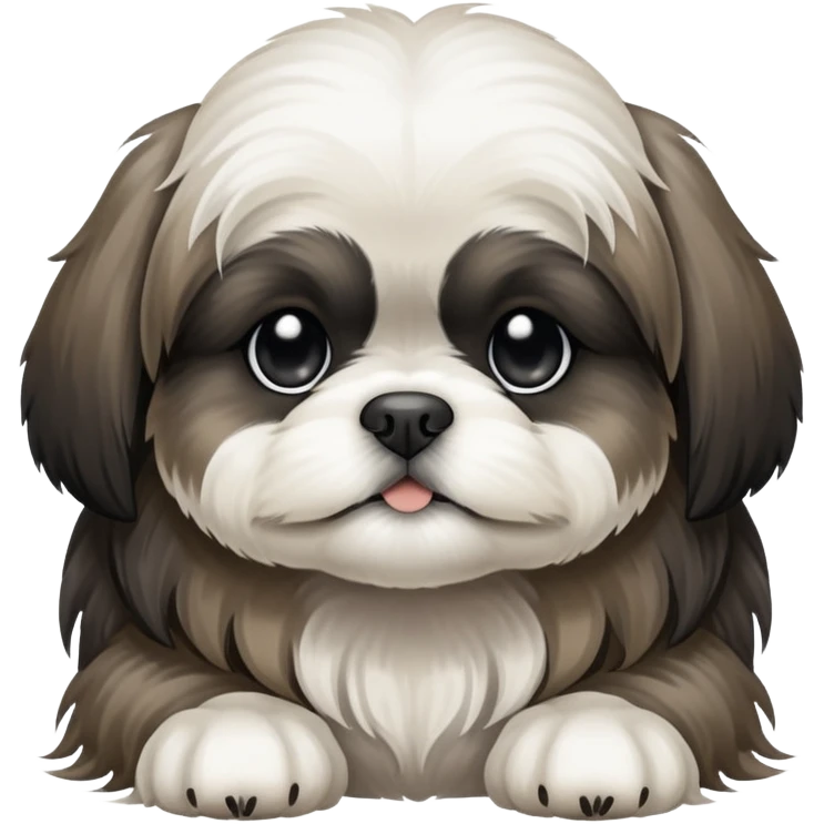Faded black and white shitzu puppy where you can barely see his eyes his hair is so long emoji