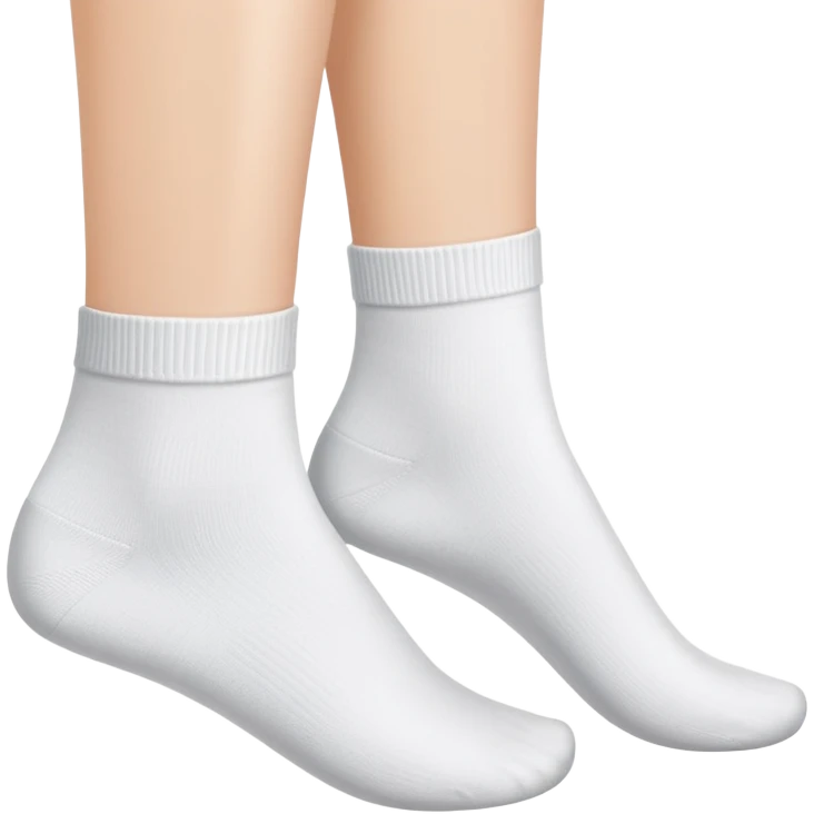 bottom view of feminine feet in white ankle socks showing soles emoji