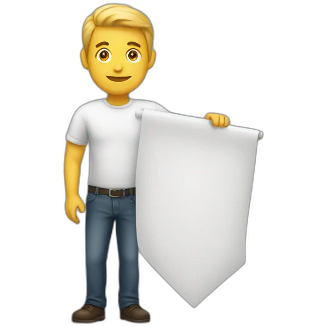man holding banner emoji