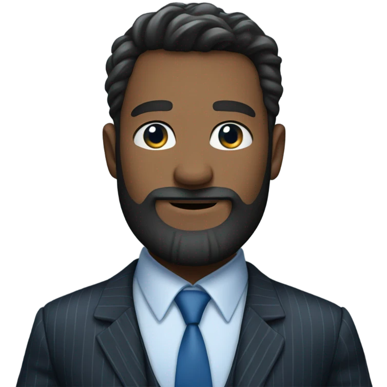 bearded man in pinstripe suit blue eyes emoji