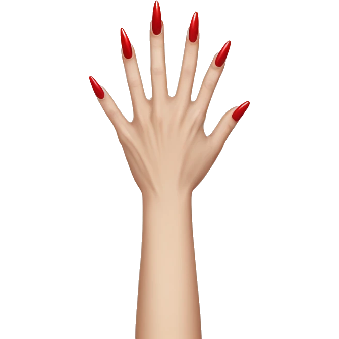 Fierce thin pale hands with long stiletto red nails emoji