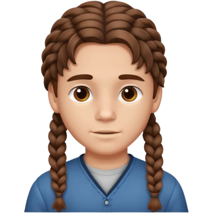Boy with brown wavy hair in braids emoji