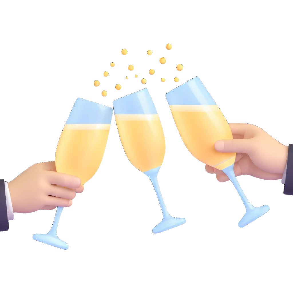 cheers gesture with champagne flutes emoji