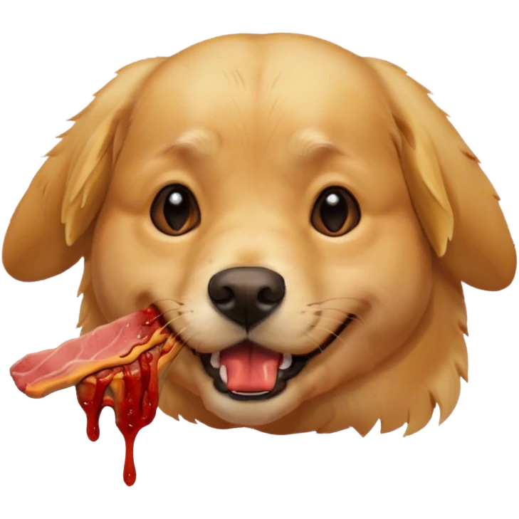 A dog ate a meat. emoji