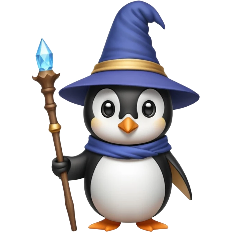 penguin wizard holding a wand emoji