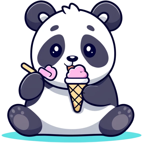 Panda eating ice cream emoji