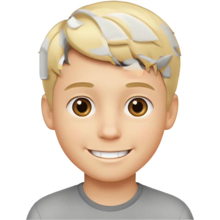 boy with short blonde hair smiling emoji