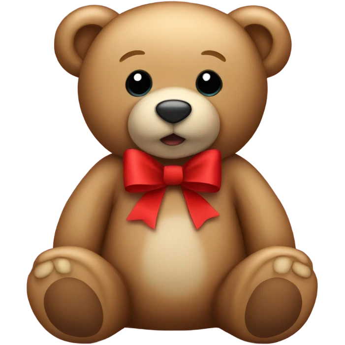 Light brown teddy bear with red bow  emoji