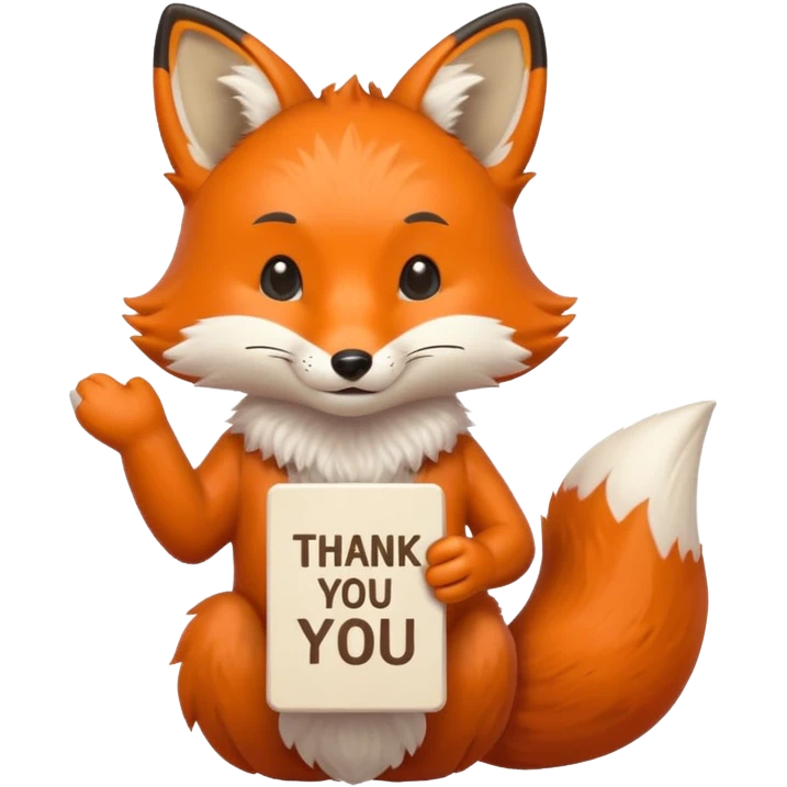 FOX HOLDING A THANK YOU SIGN emoji