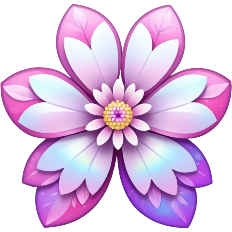 white sakura with a bow and holographic effect emoji